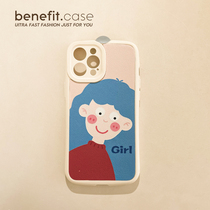 Benefit Korean Wind ins to blame blue hair girl applies Apple 13promax mobile phone shell iphone12 silicone mini cartoon xsmax new xr female 8