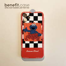 Benefit oil painting Sesame Street Chessboard Plaid applies Apple 13promax mobile phone shell iphone12mini protective sleeve xsmax art xr soft shell