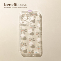 Benefit Japan-ROK cute kitty bouquet applies Apple 13promax phone shell transparent iphone12