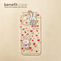 Benefit cartoon loving rabbit applies Apple 13promax mobile phone shell iphone12 transparent soft mini full package xsmax cute xr idea 8plu