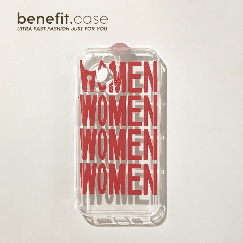 Benefit creative ins English wowen applies Apple 13promax mobile phone protection shell small crowd iphone12mini transparent xsmax personality x