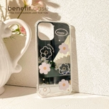 Брендовый совместимый мобильный телефон, защитный чехол, креативные свежие накладки на углы, японские и корейские, зеркальный эффект, в цветочек, 13promax, iphone, 14promax, защита при падении