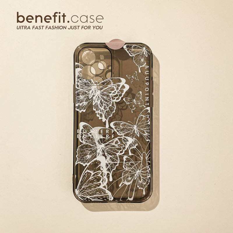 Benefit Simplicity Joins Wind Butterfly Lace applies Apple 13promax mobile phone protection shell iphone12mini protective sheath xsmax European and American xr small crowdsourced