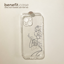 Benefit Brief Line White Snow Princess applies Apple 13promax mobile phone shell minimalist iphone12mini adolescent girl xsmax cute xr transparent 8pl