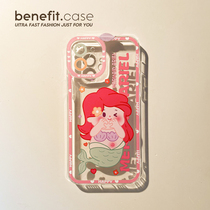Benefit cartoon pink red cute Q version mermaid apply Apple 13promax mobile phone shell iphone12mini protective sleeve xsmax female with xr anti-fall 8