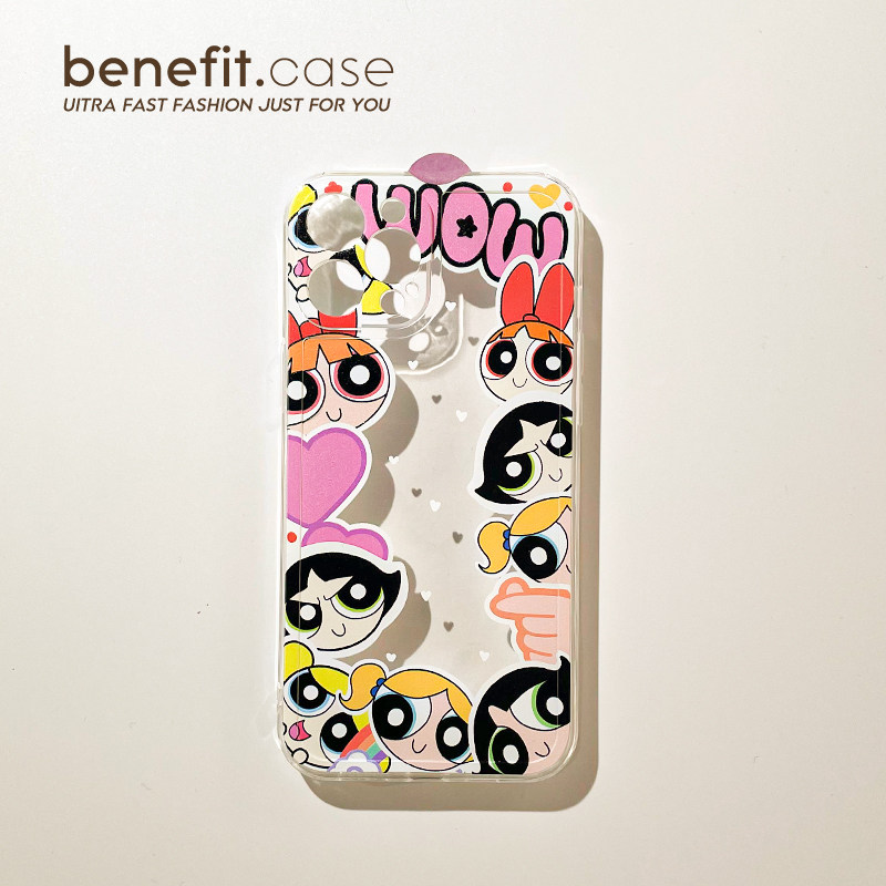 Benefit cute four-week flying day Little policewoman applies Apple 13promax mobile phone protection shell creative iphone12mini transparent xsmax niche xr full package