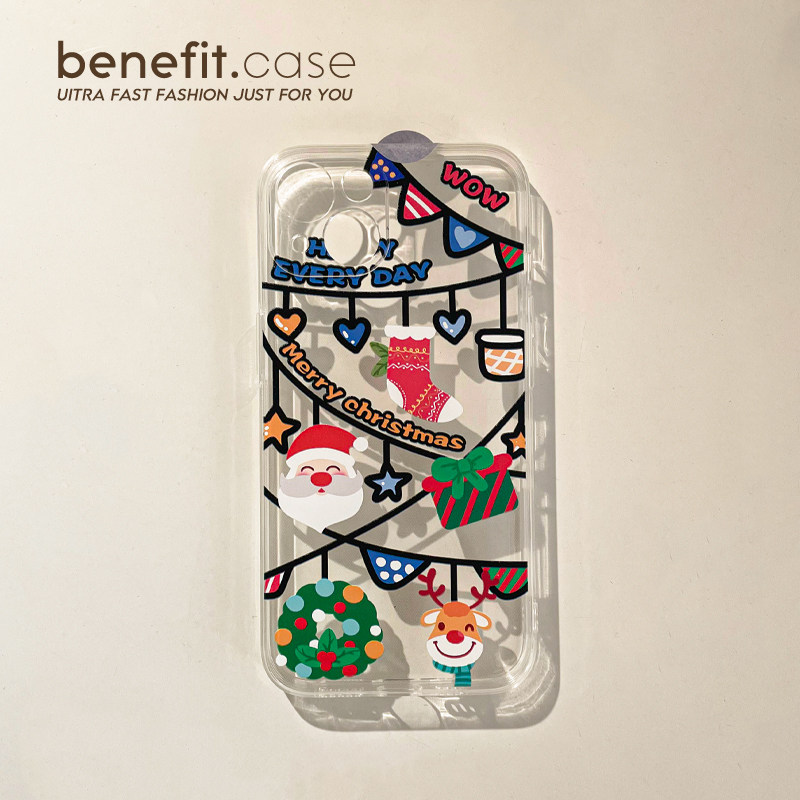 Benefit creative Christmas hanging decoration applies Apple 13promax anti-fall mobile phone protection shell iphone12mini protective sleeve xs full package xr transparent 8p advanced 7