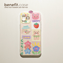 Benefit Teenage Girls Palace Lattice Strawberry Cubs Apply Apple 13promax Phone Shell iphone12mini Soft