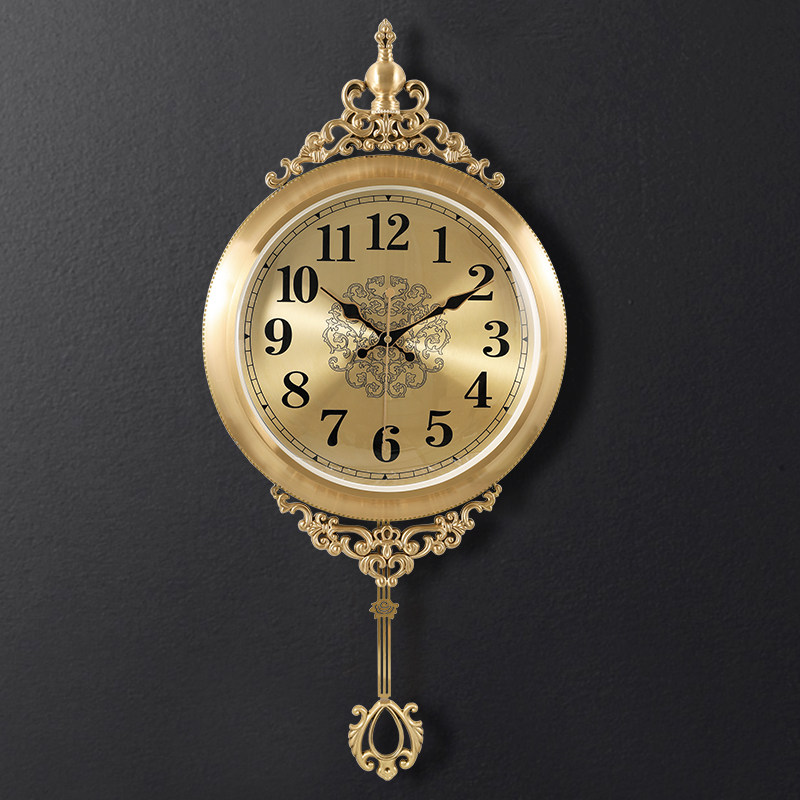 Eurostyle brass clocks Home hanging bell Living room Modern minimalist light extravagant hanging table Nordic creative swing fashion clock-Taobao