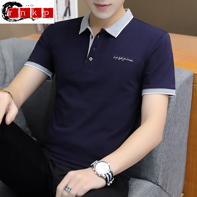 2020夏季新品T恤男装韩版潮流个性商务休闲短袖衬衫领男士POLO衫