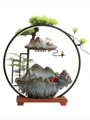 流水摆件家用倒流香中式喷泉客厅加湿器办公室乔迁新居开业礼装饰