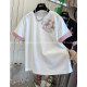 Extra large size 300 Jin Jin equals 0.5 kg Chinese style heavy industry embroidery contrasting color T-shirt