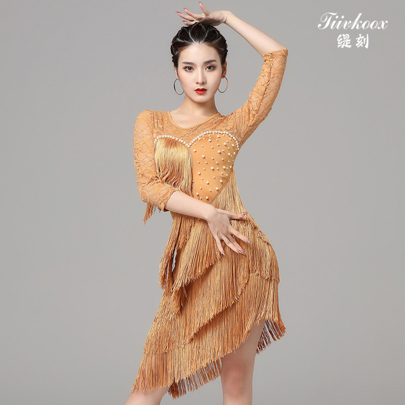 Tike Latin dance dress performance clothing female professional competition dance dress adult group performance sexy tassel skirt