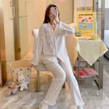 Демисезонная осенняя хлопковая пижама, милый лонгслив, демисезонный кардиган, комплект, коллекция 2023