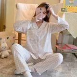 Демисезонная осенняя хлопковая пижама, милый лонгслив, демисезонный кардиган, комплект, коллекция 2023