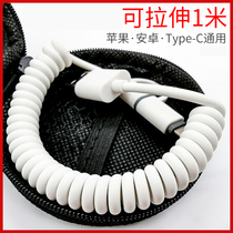 Spring data line two-in-one suitable for Huawei Apple Android type-c mobile phone generic oppo Xiaomi vivo multifunction one drag two telescopic vehicular shiny lengthening dual purpose charging wire
