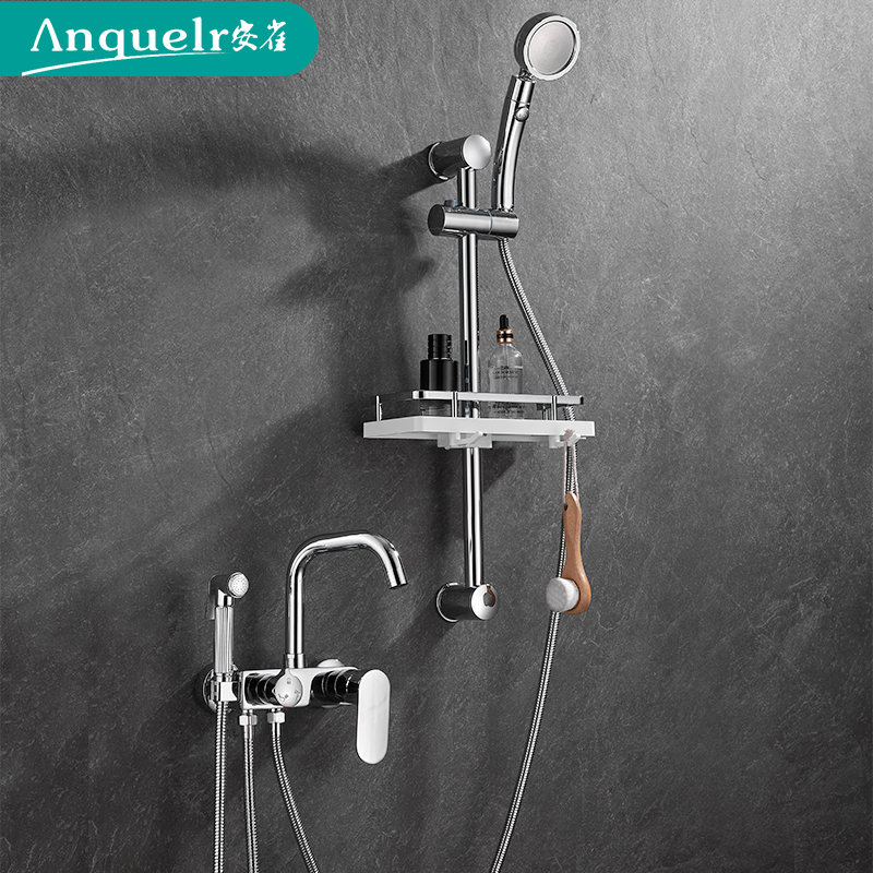 Simple shower head suit Home shower tap hot and cold brass Principal bathroom Pressurized Shower Shower shower nozzle