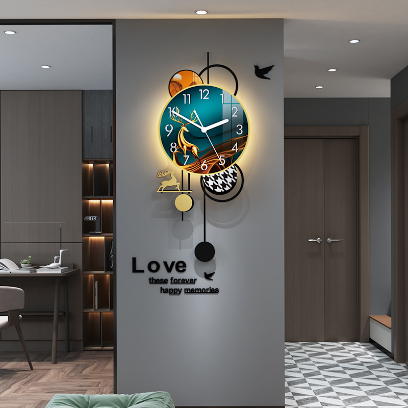 Light Extravaganza Living-room Hanging Bell Atmosphere Home Fashion Modern Minimalist Watches Nets Red Nordic Creative Wall-mounted Wall Silent Clock