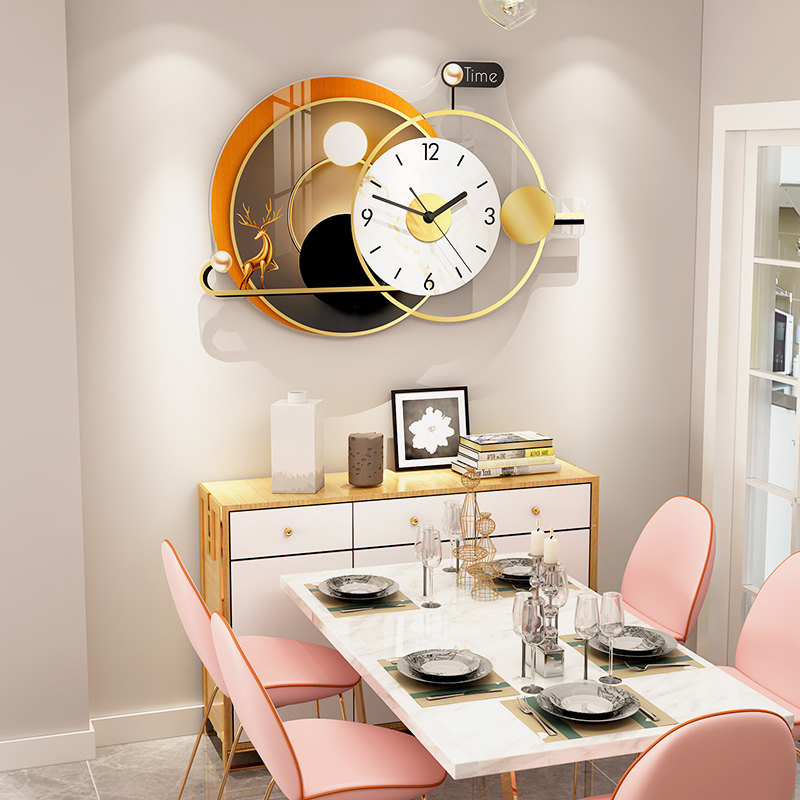 Net Red Sofa Background Wall Decoration Painting Wall Hanging Painting Light Lavish Living Room Modern Minima Dining Hall Atmospheric Clock Mural Painting