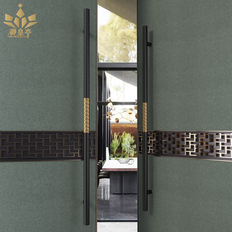 New Chinese-style glass door handle pull handle stainless steel sliding door handle high-end private room wooden door handle customization