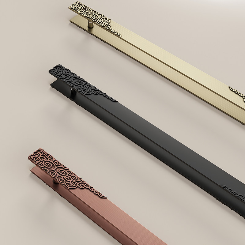 New Chinese glass door handle antique high-end club wooden door handle custom bronze door handle open double open