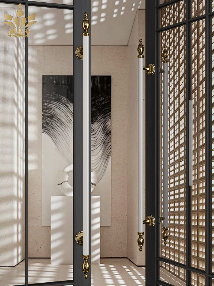 Custom stainless steel glass door handle modern minimalist framed door sliding door hotel wooden door handle pair gold