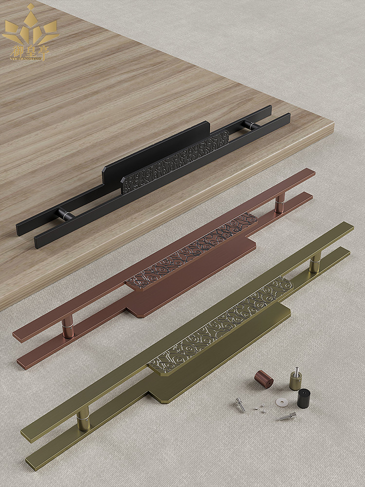 Chinese antique Xiangyun glass door handle custom box wooden door pull handle high-grade bronze double door handle