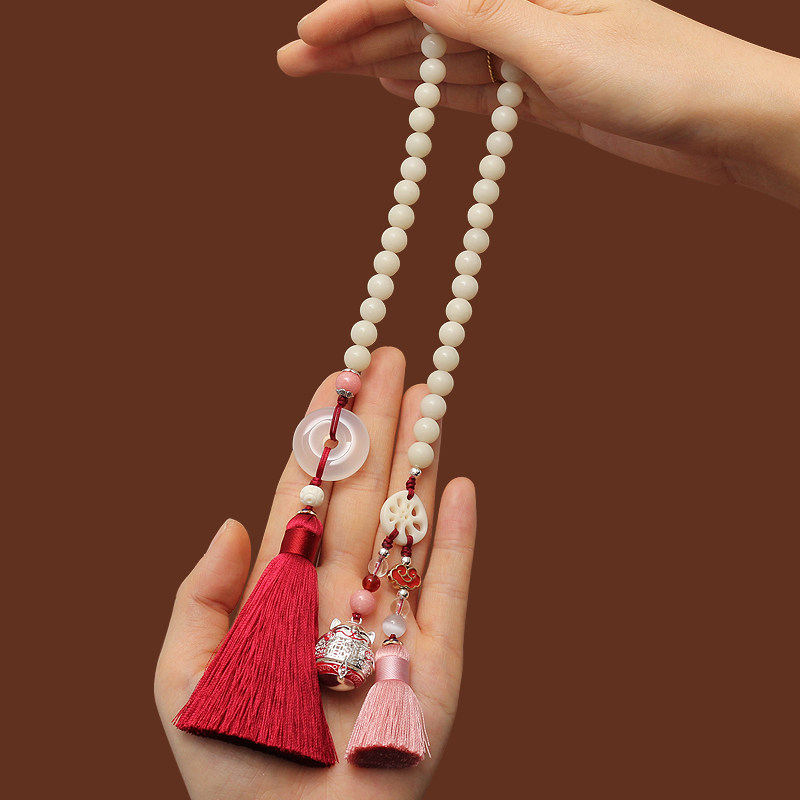 Car Pendant Car Pendant Accessories Trick Cat Cute Goddess Bodhi Root Ping Safety Buckle On-board Hanging Ornament Handmade Safe