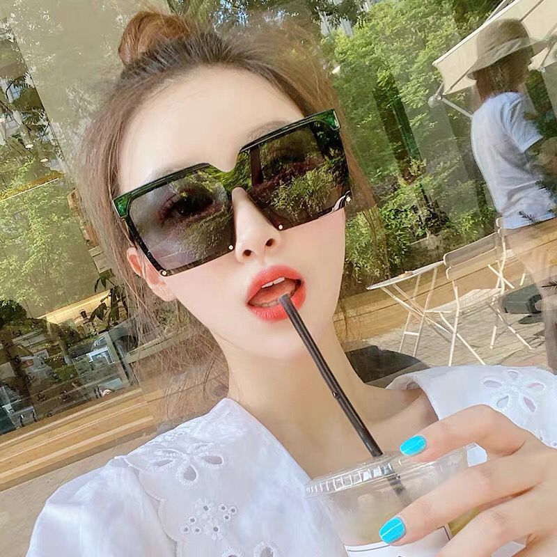 2021 new style sunglasses female polarized anti-UV big face thin square net red Korean version trendy sunglasses summer