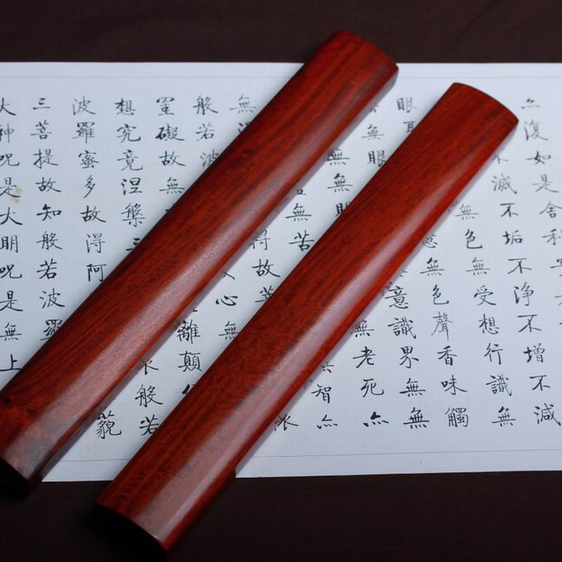 Small leaf red sandalwood town ruler plain surface calligraphy town ruler solid wood paperweight pressure book ruler pressure paper wood study Ming and Qing classical