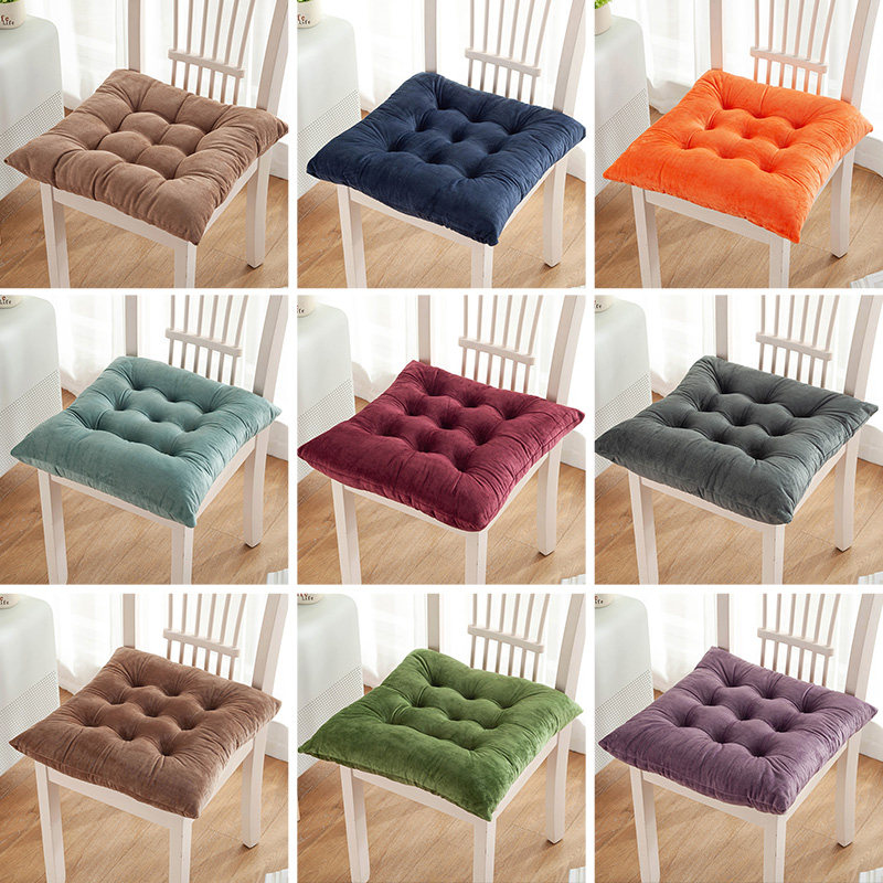 Pure Color Chair Cushion Office Long Sat Chair Fart Cushion Student Stool Seat Cushion Light Core Suede Cushion Thickened All Season Plush