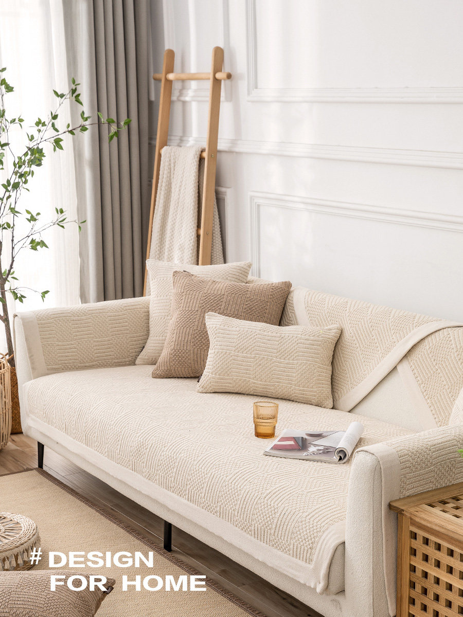 Thick solid non-slip sofa cushion mat minimalist modern home Four Seasons universal cotton yarn blend sofa cushion