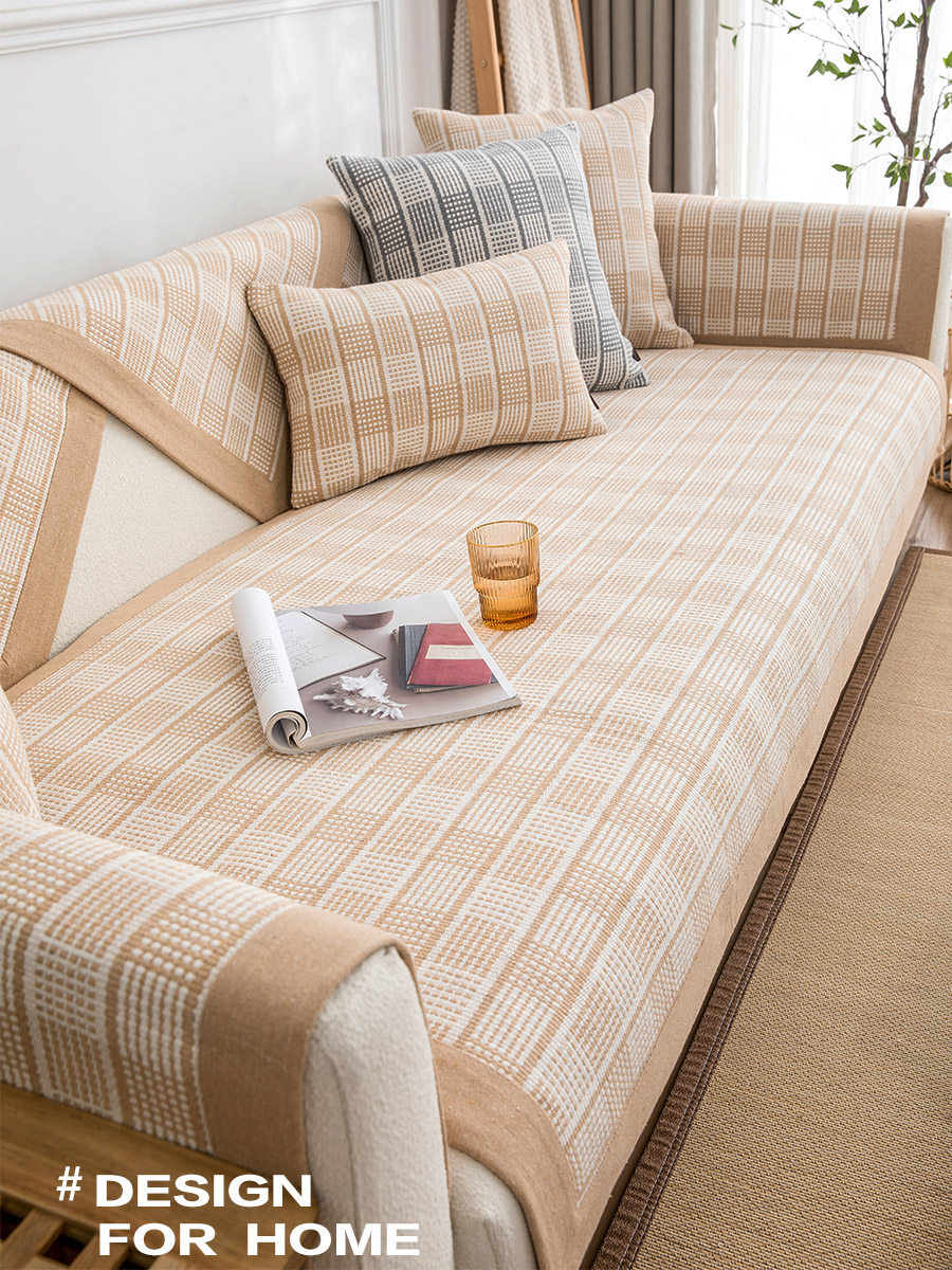 Cotton and linen blend sofa cushion four seasons universal fabric anti-slip cushion cotton hemp craft environmental protection home now sofa cushion
