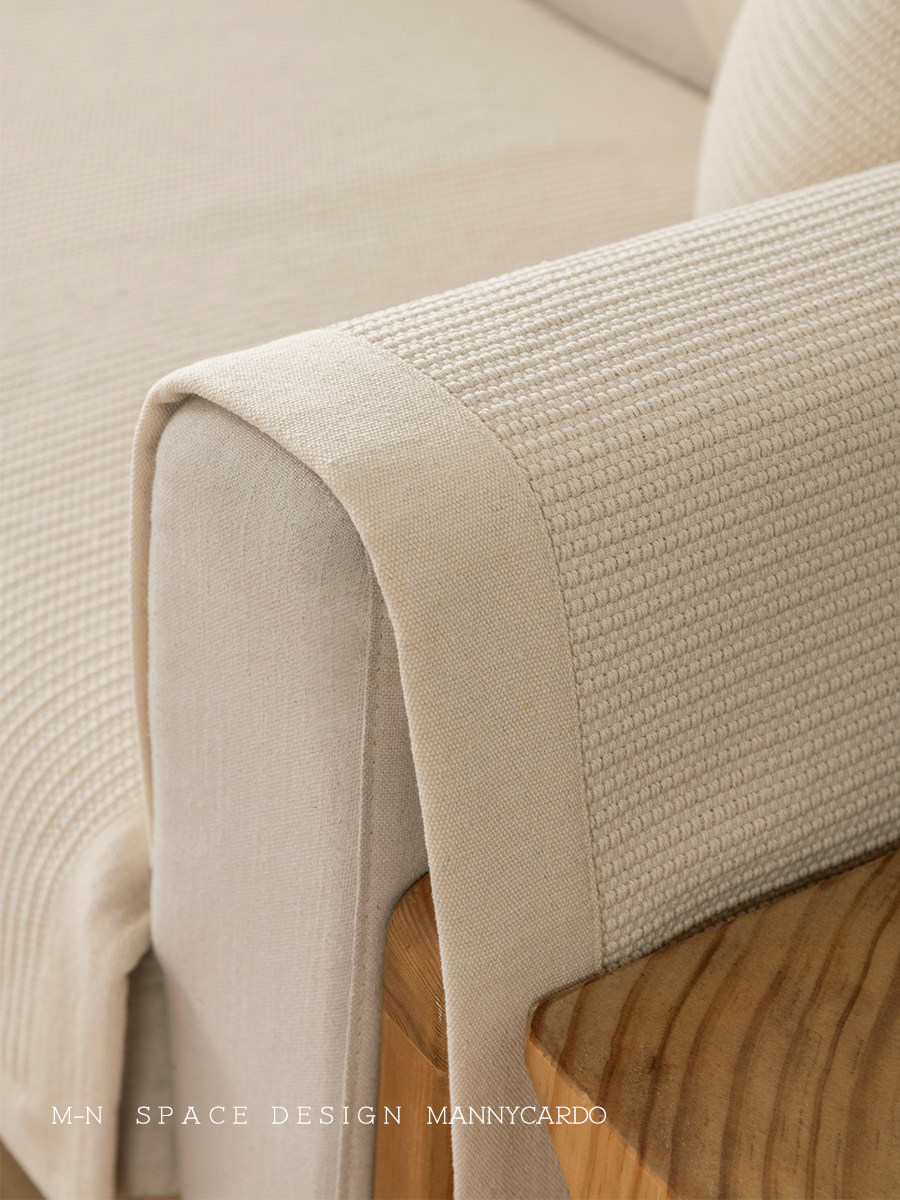 Four seasons general simple cotton and linen primary color modern weaving process thickened cover towel non-slip quality combination sofa cushion