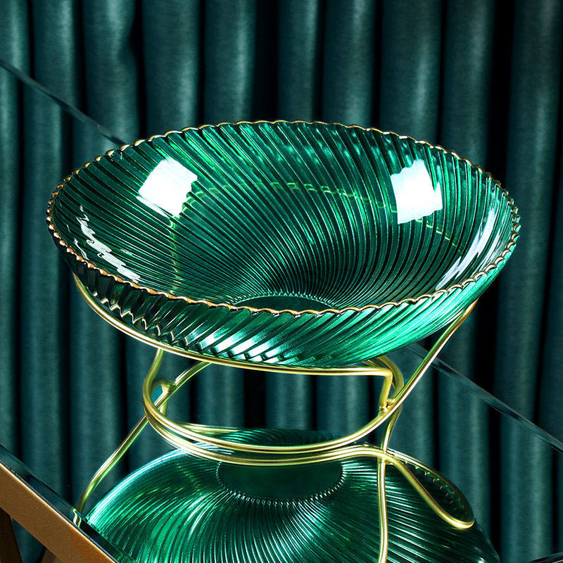 Glass fruit plate creative light luxury style living room home coffee table net red high-end snacks fruit plate luxury personality fashion