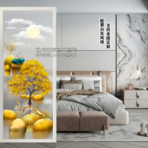 Art glass custom screen aisle partition living room double-sided frosted transparent painted tempered golden stone to run