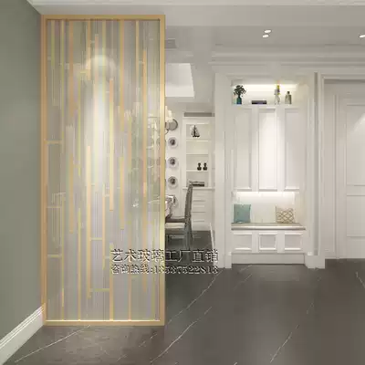 Art glass custom screen aisle partition living room double-sided frosted transparent color painting high-end line terms