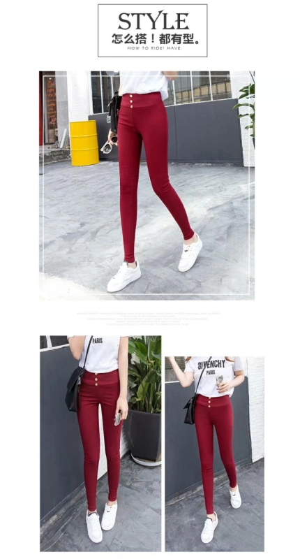 Mùa thu đông mặc quần legging nữ cộng với nhung chín quần cao eo co giãn chân mỏng quần bút chì đen quần dài