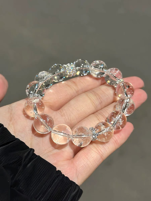 【Sparkling Water! Natural Crystal】Natural White Aze Crystal Bracelet for Women, a Gift for a Best Friend's Birthday