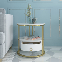 Nordic marble side living room sofa corner light luxury modern small round table bedroom bedside table mini coffee table