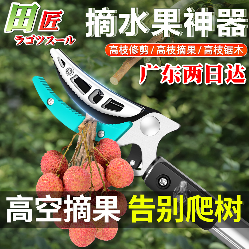 Fruit Picker for Lychees, Loquats, and Longan; Telescopic High-Altitude Fruit Picking Scissors; Fruit Harvesting Tool; High-Branch Scissors; Fruit Picking Shears Fruit Picker for Lychees, Loquats, and Longan; Telescopic High-Altitude Fruit Picking Scissors; Fruit Harvesting Tool; High-Branch Scissors; Fruit Picking Shears