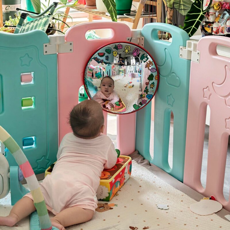 Low-Cost LAOSHU Montessori Cognitive Mirrors! Baby Safety Fence with Concave and Convex Mirrors Inside the Playpen Climbing Mat Low-Cost LAOSHU Montessori Cognitive Mirrors! Baby Safety Fence with Concave and Convex Mirrors Inside the Playpen Climbing Mat