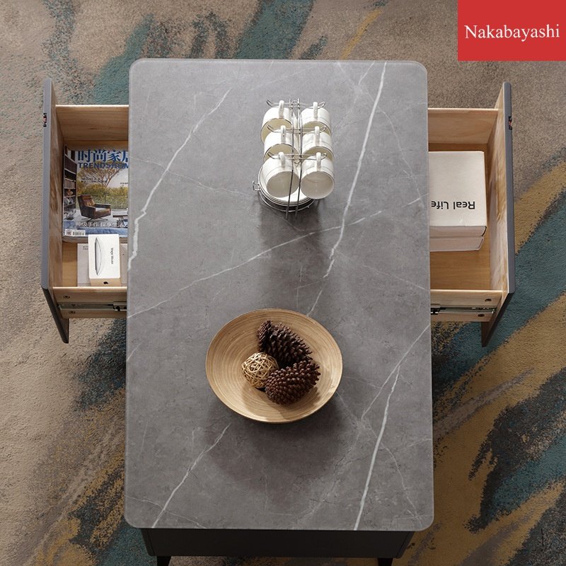 Modern simple small apartment type home TV cabinet coffee table combination Hotel homestay living room rock slab coffee table custom batch