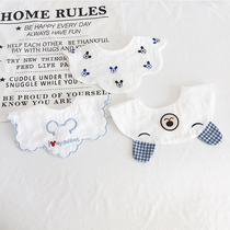 Baby saliva napkin 2023 new baby cotton bib 0-2 years old newborn breathable saliva pocket Korean version cartoon