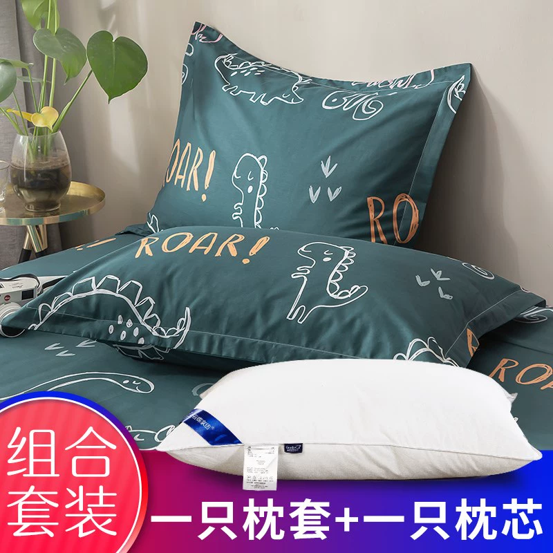 Gối bông trong gió cộng với áo gối cotton tinh khiết gói đơn lẻ sinh viên khách sạn người lớn gối bộ một cặp shot 2 - Gối
