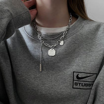  Korean chain necklace female ins hip-hop sweater double-layer sterling silver accessories 2021 new trend niche design