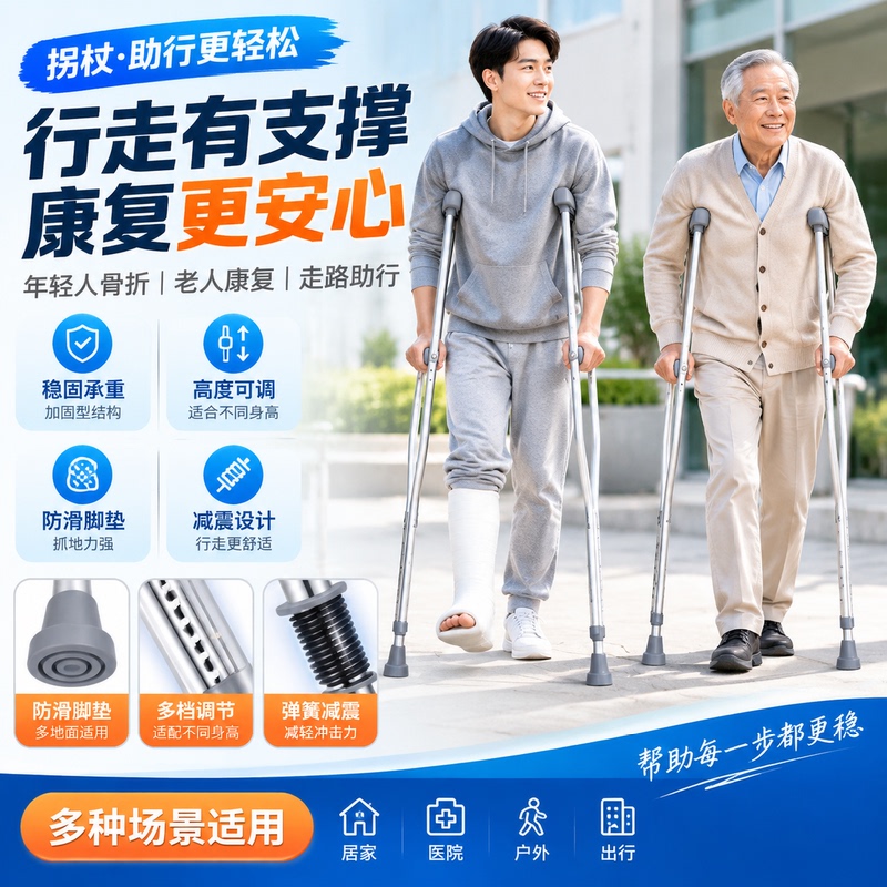 Crutches for Young People with Fractures, Elderly People, Rehabilitation Walking Aids, Underarm Crutches, Non-Slip Crutches, Double Crutches, Special Crutches for Walking Crutches for Young People with Fractures, Elderly People, Rehabilitation Walking Aids, Underarm Crutches, Non-Slip Crutches, Double Crutches, Special Crutches for Walking
