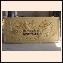 Artificial sandstone Chinese relief FRP flower rich sandstone background wall painting sculpture hotel home decoration
