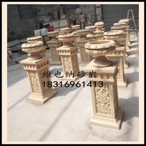 Sandstone flower pot Relief plastic villa Hotel Garden Outdoor column pillar pier European flower pot Flower pot Flower pot