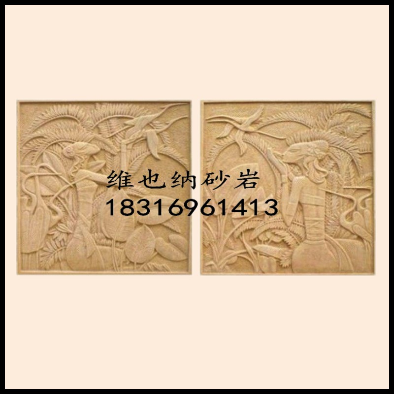 Artificial sandstone relieved glass fiber Southeast Asian sculpture sandstone background wall painting villa renovated
